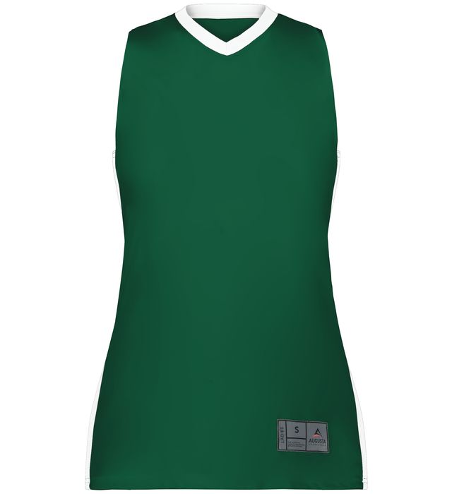Augusta Sportswear Ladies Match Up Basketball Jersey in Dark Green/White