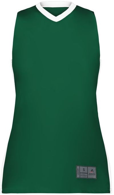 Am image of a Custom Augusta Sportswear Ladies Match Up Basketball Jersey in Dark Green/White!
