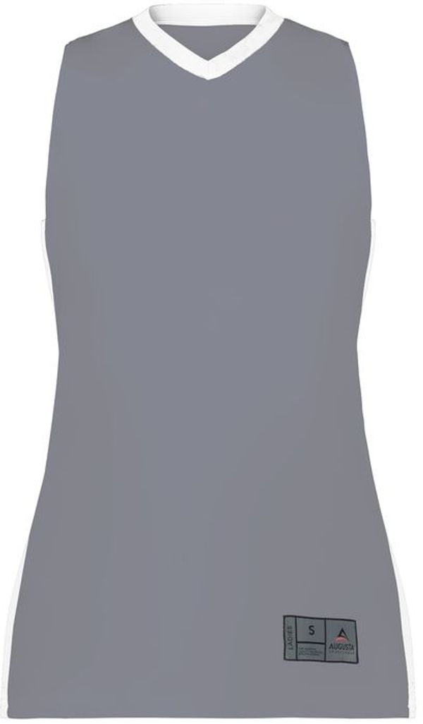 Am image of a Custom Augusta Sportswear Ladies Match Up Basketball Jersey in Graphite/White!