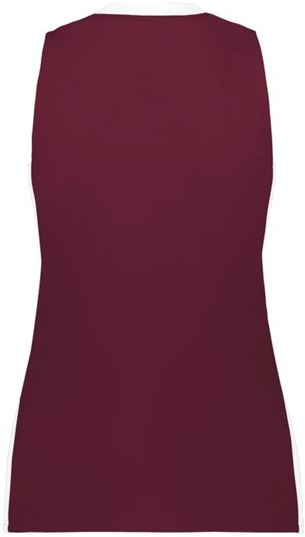 Am image of a Custom Augusta Sportswear Ladies Match Up Basketball Jersey in Maroon/White!