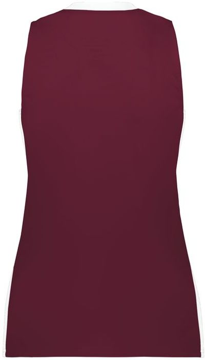 Am image of a Custom Augusta Sportswear Ladies Match Up Basketball Jersey in Maroon/White!