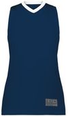 Am image of a Custom Augusta Sportswear Ladies Match Up Basketball Jersey in Navy/White!