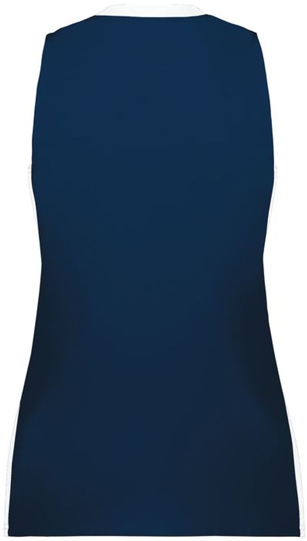 Am image of a Custom Augusta Sportswear Ladies Match Up Basketball Jersey in Navy/White!