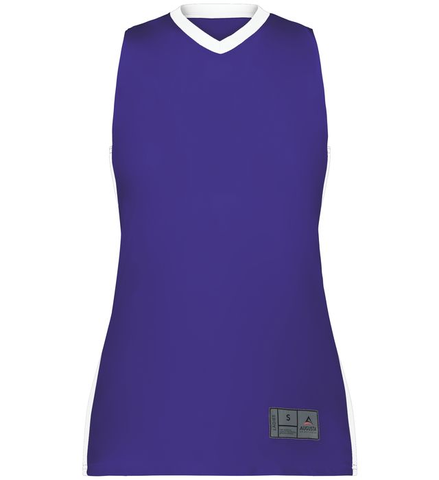 Augusta Sportswear Ladies Match Up Basketball Jersey in Purple/White