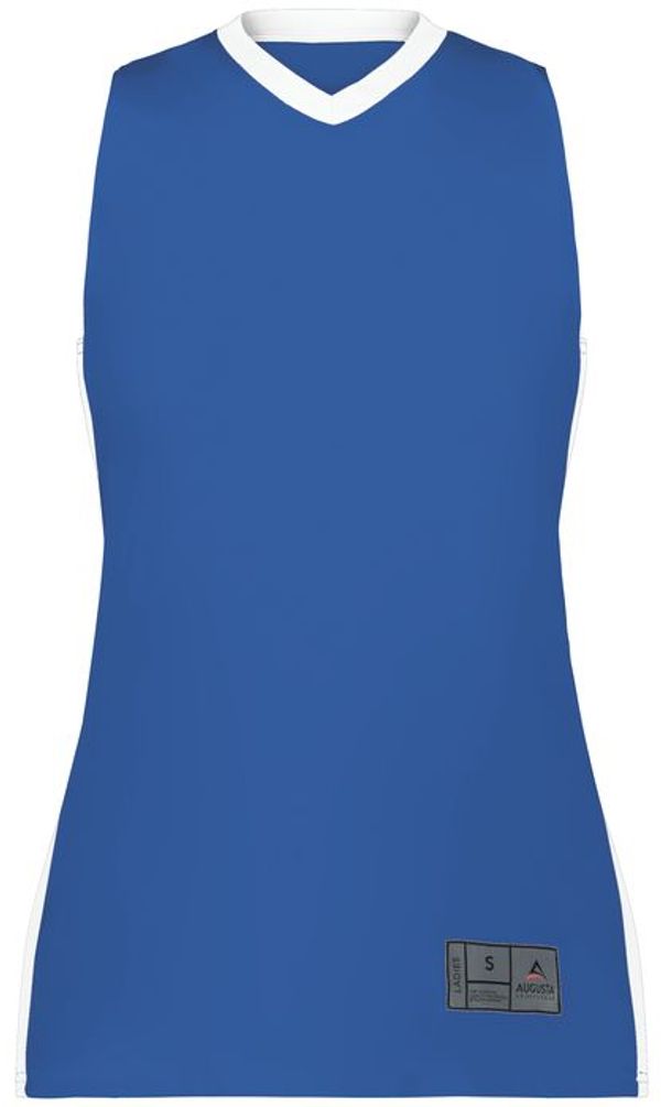 An image of a Custom Augusta Sportswear Ladies Match Up Basketball Jersey in Royal/White!