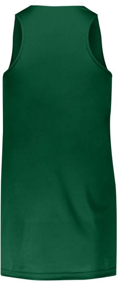 Am image of a Custom Augusta Sportswear Ladies Step Back Basketball Jersey in Dark Green/White!