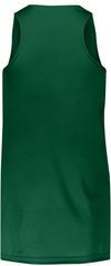 Am image of a Custom Augusta Sportswear Ladies Step Back Basketball Jersey in Dark Green/White!