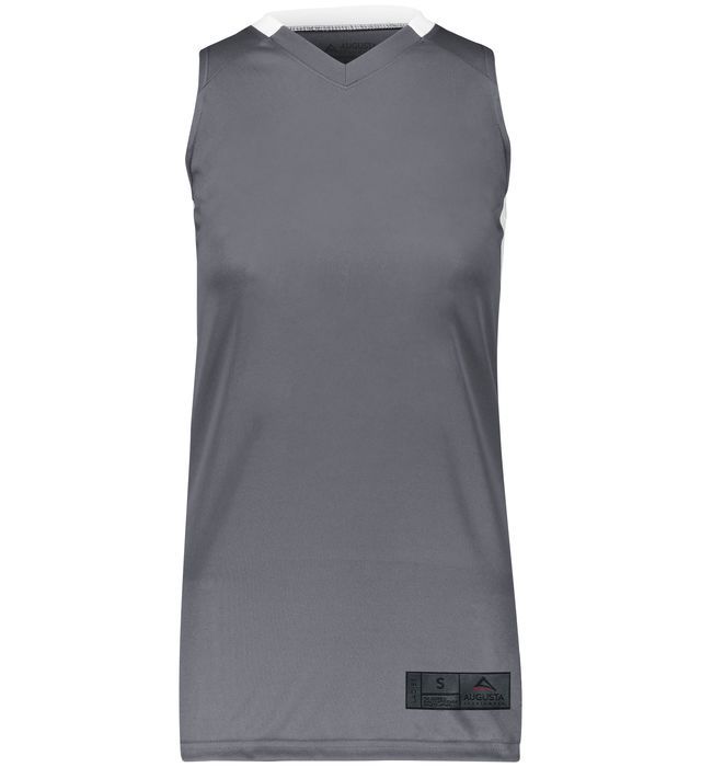 Augusta Sportswear Ladies Step Back Basketball Jersey in Graphite/White