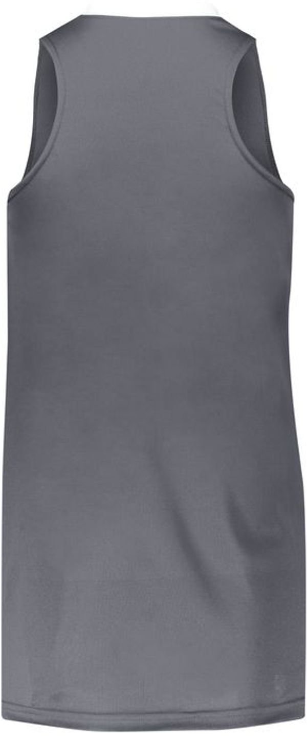 Am image of a Custom Augusta Sportswear Ladies Step Back Basketball Jersey in Graphite/White!