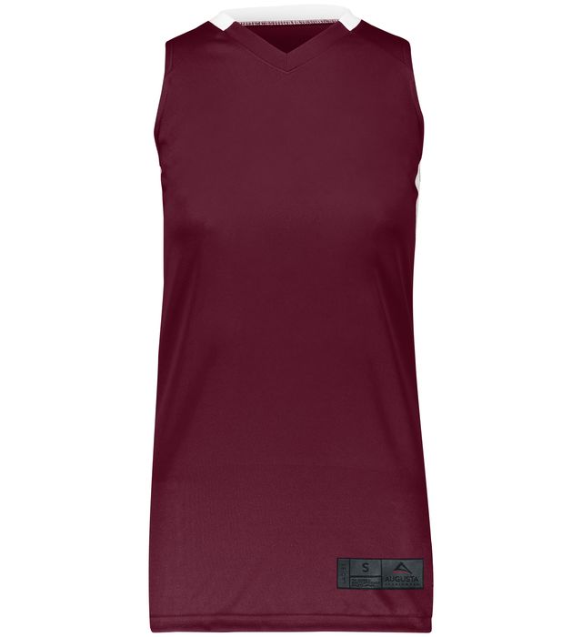 Augusta Sportswear Ladies Step Back Basketball Jersey in Maroon/White