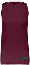 Am image of a Custom Augusta Sportswear Ladies Step Back Basketball Jersey in Maroon/White!