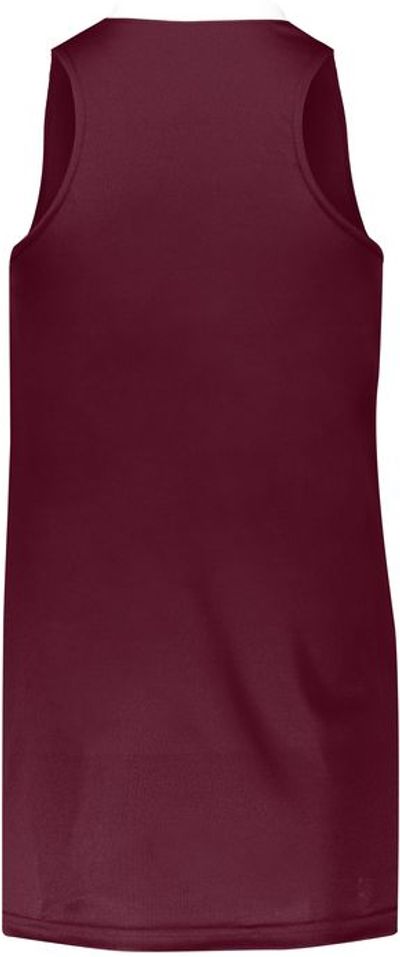 Am image of a Custom Augusta Sportswear Ladies Step Back Basketball Jersey in Maroon/White!