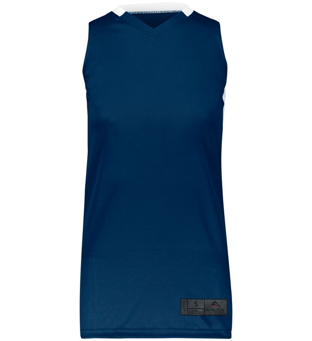 Augusta Sportswear Ladies Step Back Basketball Jersey in Navy/White