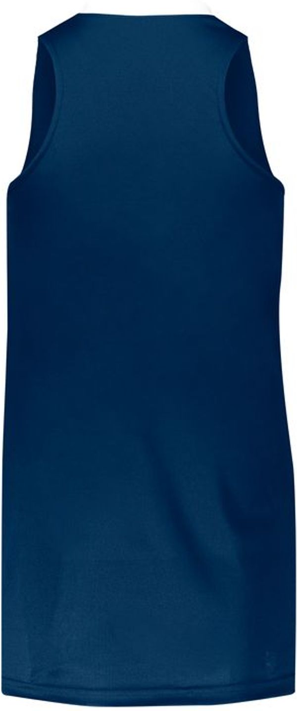 Am image of a Custom Augusta Sportswear Ladies Step Back Basketball Jersey in Navy/White!