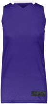 An image of a Custom Augusta Sportswear Ladies Step Back Basketball Jersey in Purple/White!