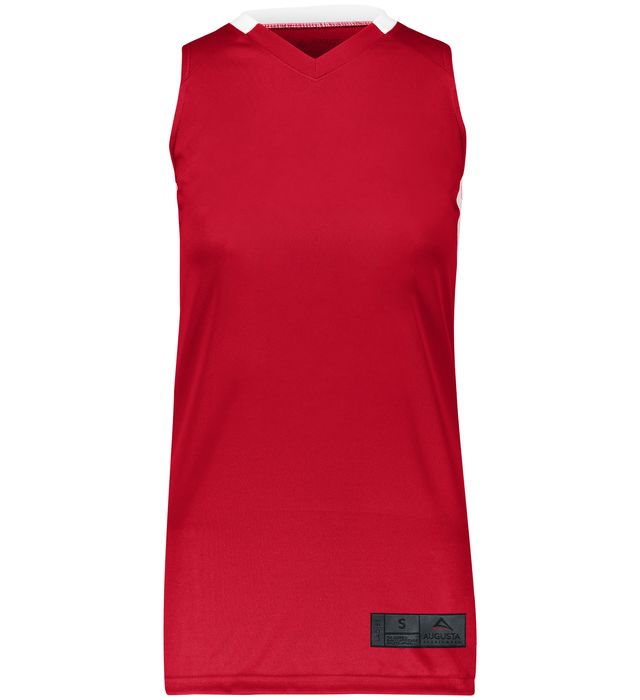 Augusta Sportswear Ladies Step Back Basketball Jersey in Red/White