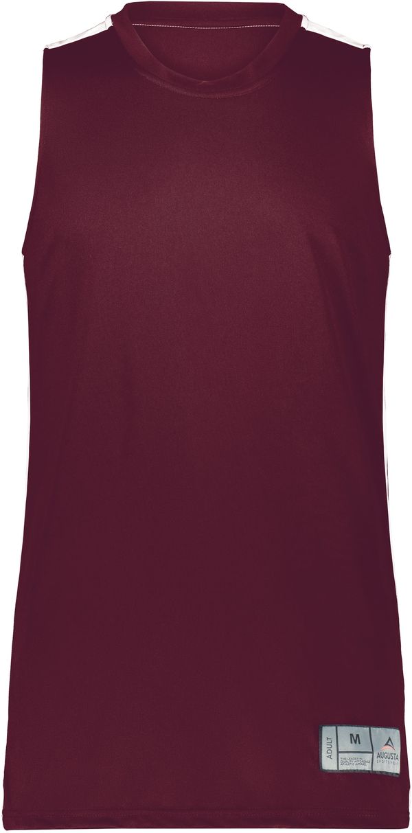 An image of a Custom Augusta Swish Reversible Basketball Jersey in Maroon/White!