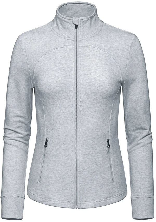 Am image of a Custom Aventurer Ladies French Terry Performance Full Zip Sweatshirt in Athletic Grey Heather!