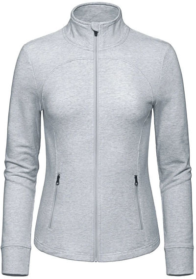 Am image of a Custom Aventurer Ladies French Terry Performance Full Zip Sweatshirt in Athletic Grey Heather!