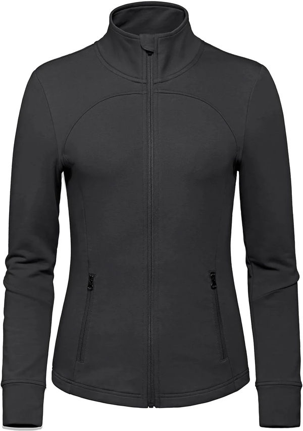 Am image of a Custom Aventurer Ladies French Terry Performance Full Zip Sweatshirt in Black!