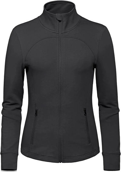 Am image of a Custom Aventurer Ladies French Terry Performance Full Zip Sweatshirt in Black!