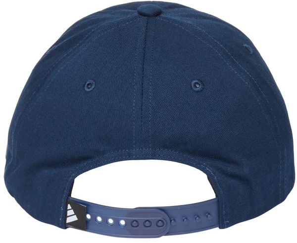 Am image of a Custom Adidas Sustainable Organic Relaxed Cap in Collegiate Navy!