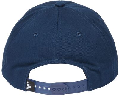 Am image of a Custom Adidas Sustainable Organic Relaxed Cap in Collegiate Navy!