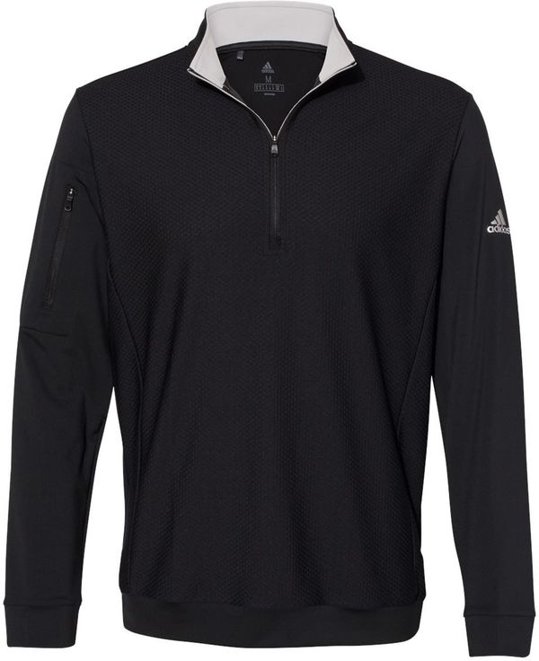 Am image of a Custom Adidas Performance Textured Quarter Zip Pullover in Black!