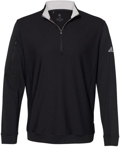 Am image of a Custom Adidas Performance Textured Quarter Zip Pullover in Black!
