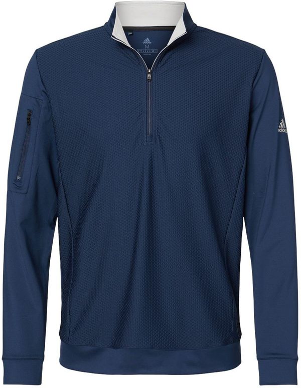 Am image of a Custom Adidas Performance Textured Quarter Zip Pullover in Collegiate Navy!