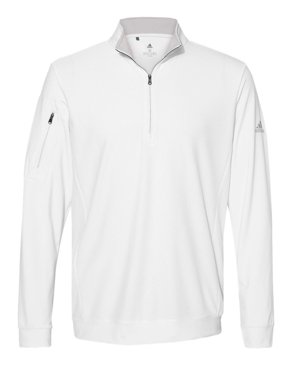 Adidas Performance Textured Quarter Zip Pullover in White