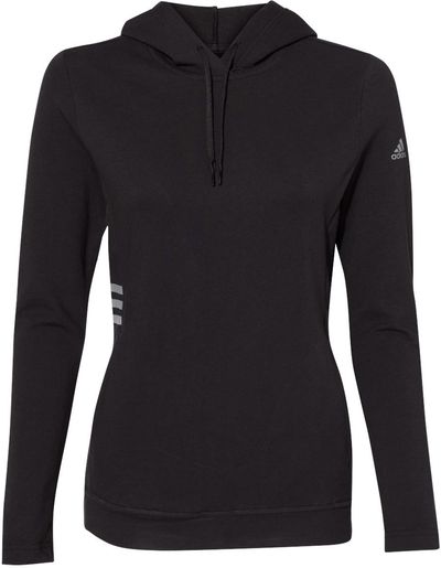 Am image of a Custom Adidas Womens Lightweight Hooded Sweatshirt in Black!