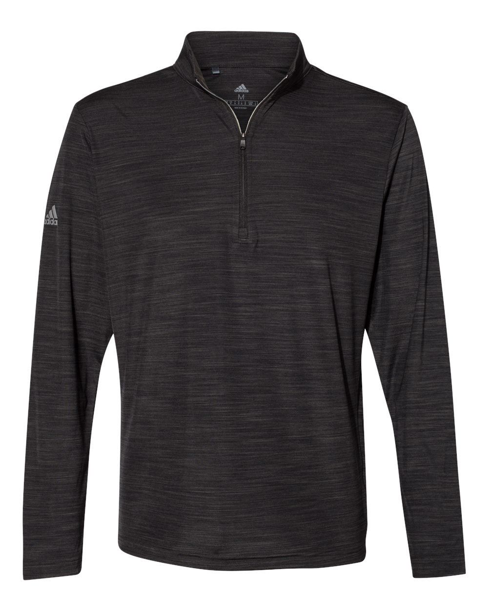 Adidas Lightweight Melange Quarter Zip Pullover in Black Melange