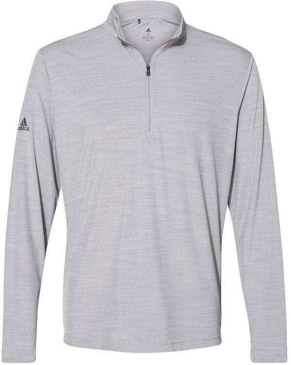 Am image of a Custom Adidas Lightweight Melange Quarter Zip Pullover in Mid Grey Melange!