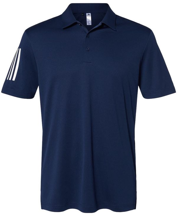 Am image of a Custom Adidas Floating 3 Stripes Polo in Team Navy Blue/White!