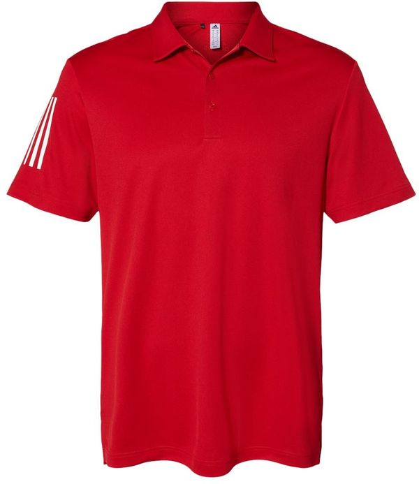 Am image of a Custom Adidas Floating 3 Stripes Polo in Team Power Red/White!
