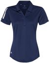 Am image of a Custom Adidas Women's Floating 3 Stripes Polo in Team Navy Blue/White!