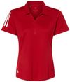 Am image of a Custom Adidas Women's Floating 3 Stripes Polo in Team Power Red/White!