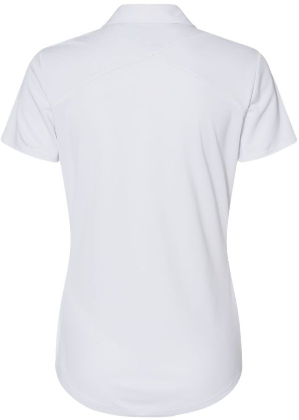 Am image of a Custom Adidas Women's Floating 3 Stripes Polo in White/Black!
