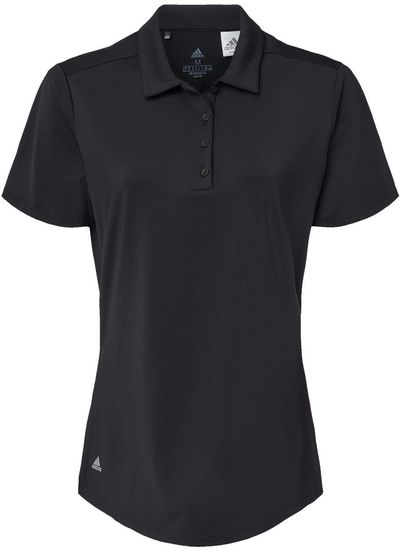 Am image of a Custom Adidas Women's Ultimate Solid Polo in Black!