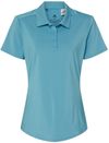 Am image of a Custom Adidas Women's Ultimate Solid Polo in Hazy Blue!