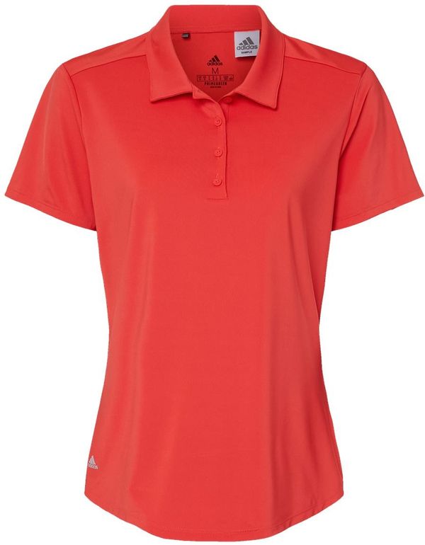 Am image of a Custom Adidas Women's Ultimate Solid Polo in Real Coral!