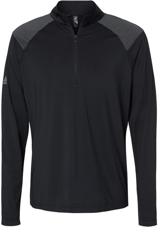 Am image of a Custom Adidas Shoulder Stripe Quarter Zip Pullover in Black!