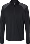 Am image of a Custom Adidas Shoulder Stripe Quarter Zip Pullover in Black!