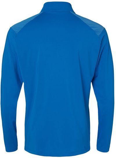 Am image of a Custom Adidas Shoulder Stripe Quarter Zip Pullover in Glory Blue!