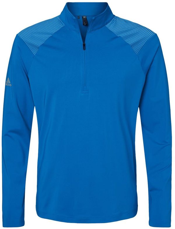 Am image of a Custom Adidas Shoulder Stripe Quarter Zip Pullover in Glory Blue!