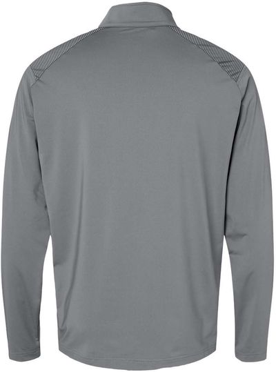Am image of a Custom Adidas Shoulder Stripe Quarter Zip Pullover in Grey Three!