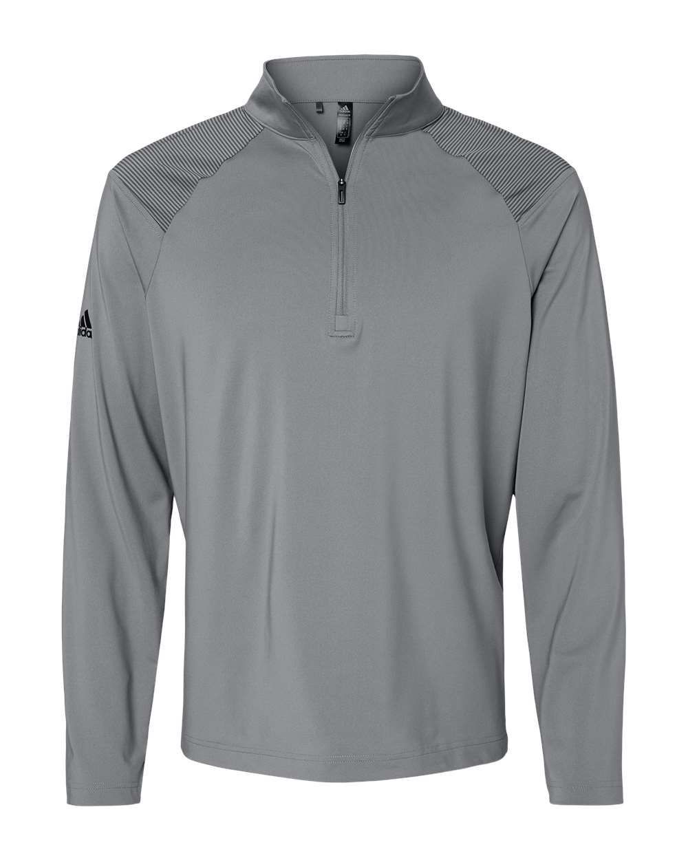 Adidas Shoulder Stripe Quarter Zip Pullover in Grey Three