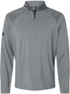 Am image of a Custom Adidas Shoulder Stripe Quarter Zip Pullover in Grey Three!