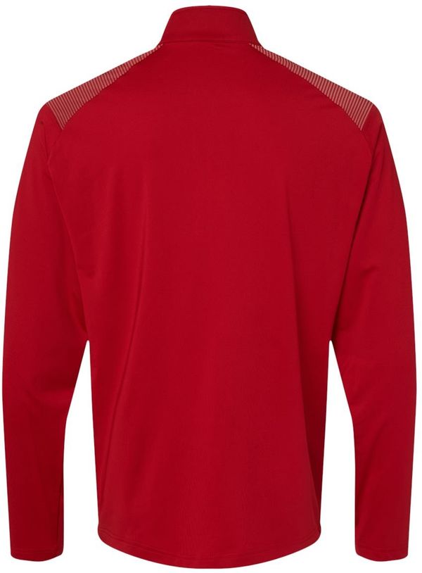 Am image of a Custom Adidas Shoulder Stripe Quarter Zip Pullover in Team Power Red!